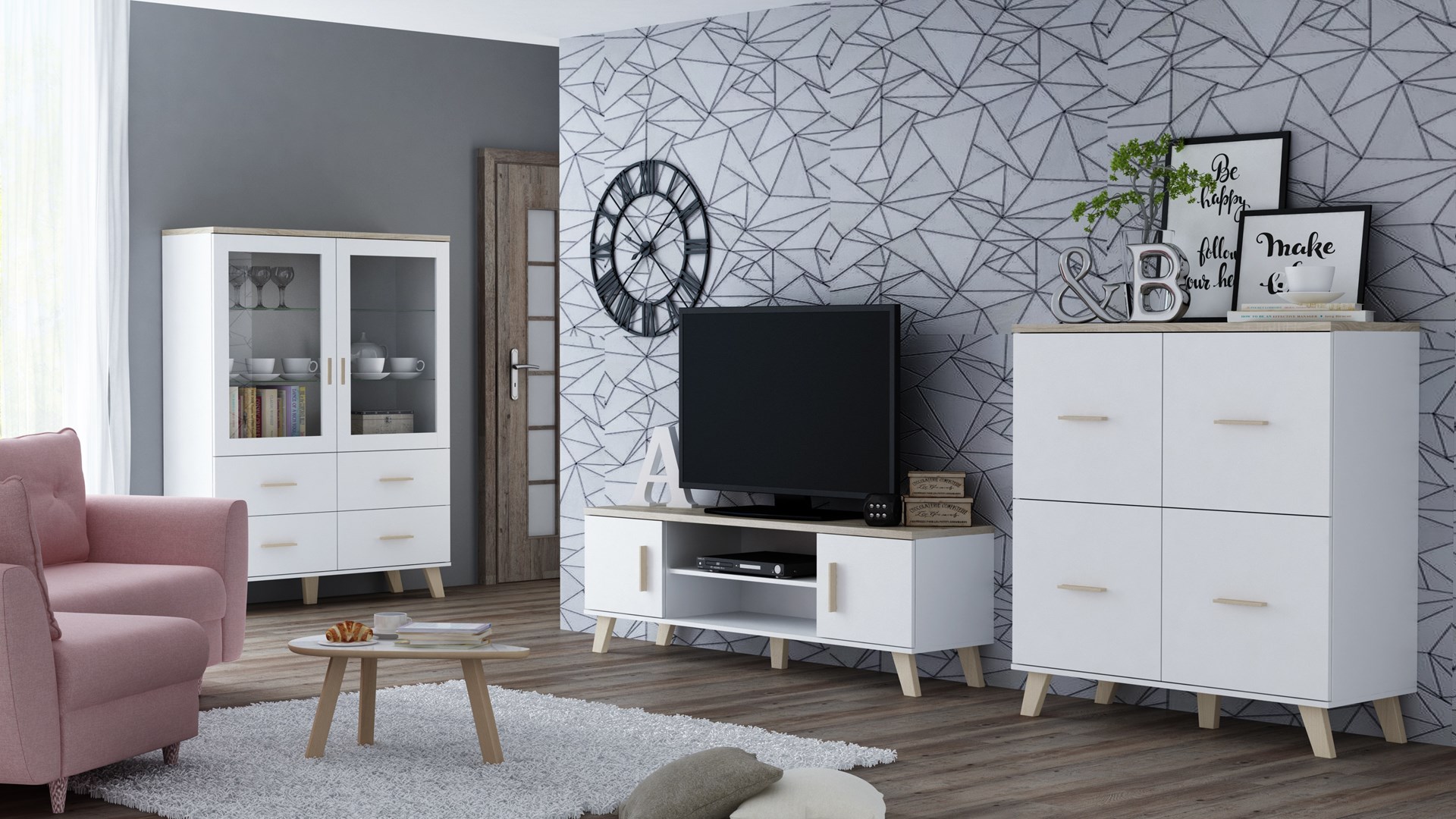 Cama sideboard LOTTA 110 4D white + sonoma oak Cama sideboard LOTTA 110 4D white + sonoma oak