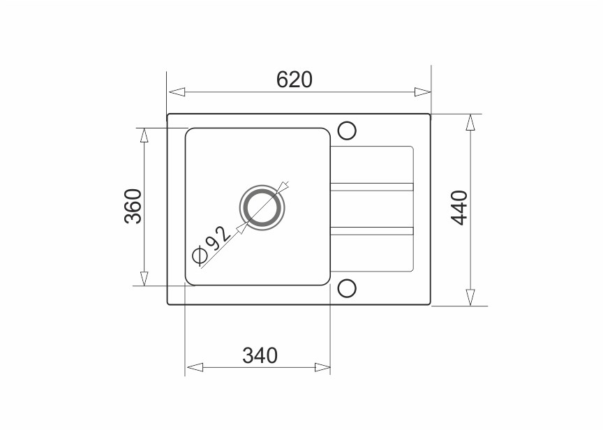 One-bowl sink with draining board Maidsinks Promo 62x44 1B 1D E070053701 One-bowl sink with draining board Maidsinks Promo 62x44 1B 1D E070053701