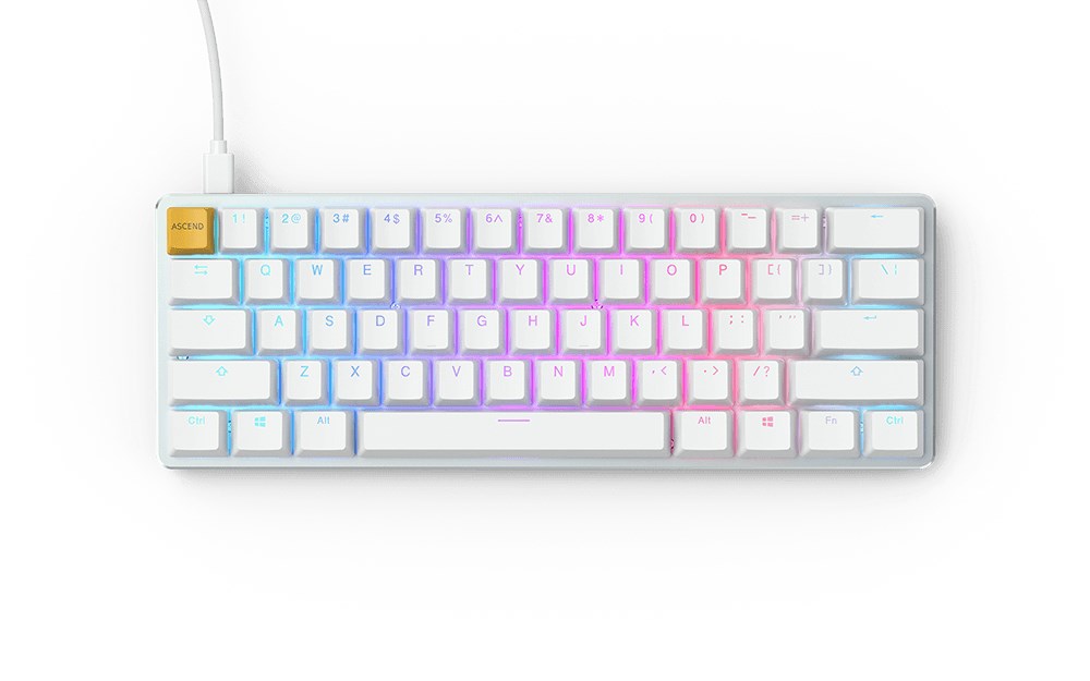 Glorious PC Gaming Race GMMK keyboard USB QWERTY US International Silver, White Glorious PC Gaming Race GMMK keyboard USB QWERTY US International Silver, White