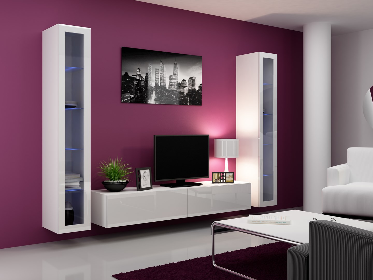 Cama TV Stand VIGO '180' 30/180/40 white/white gloss Cama TV Stand VIGO '180' 30/180/40 white/white gloss