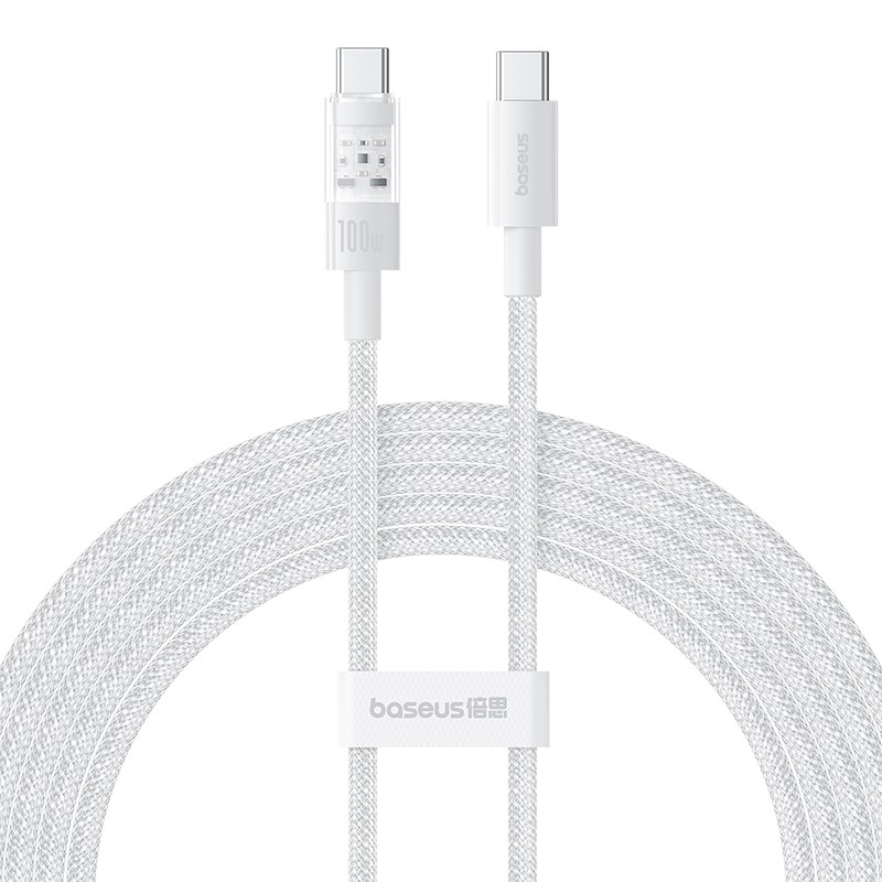 Baseus Gem USB C to USB C fast charging cable 2 m 100 W White Baseus Gem USB C to USB C fast charging cable 2 m 100 W White