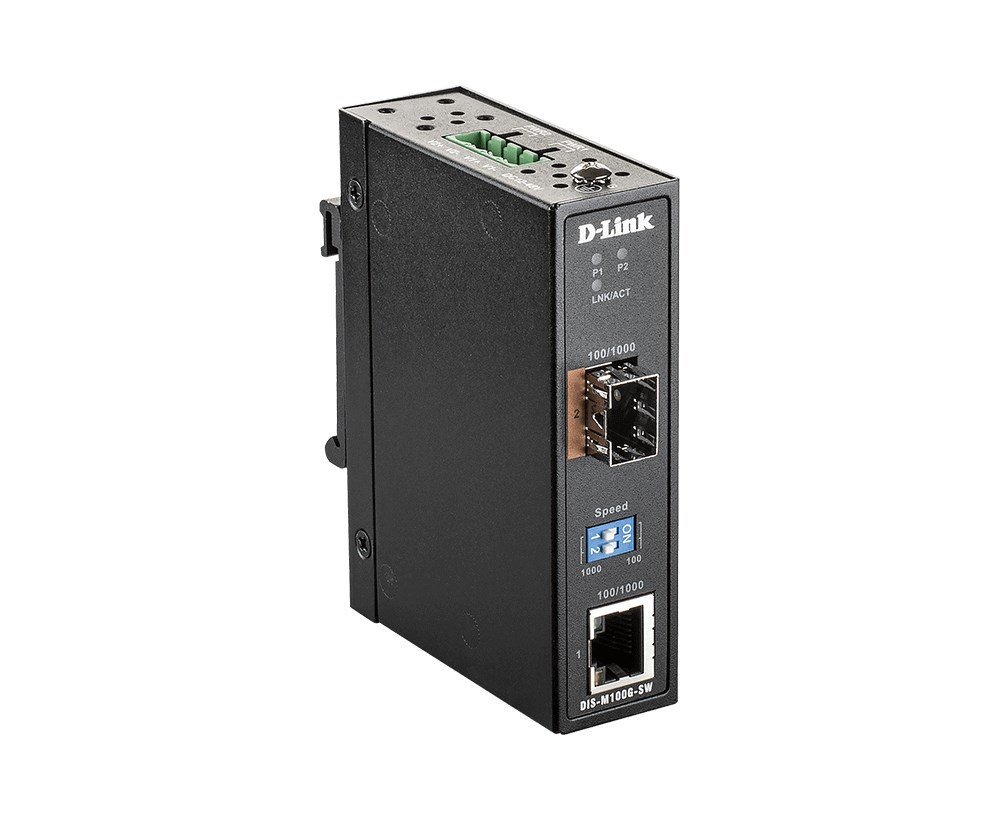 D-Link 100/1000 Mbps to SFP Industrial Media Converter with -40 to 70 °C operating range D-Link 100/1000 Mbps to SFP Industrial Media Converter with -40 to 70 °C operating range