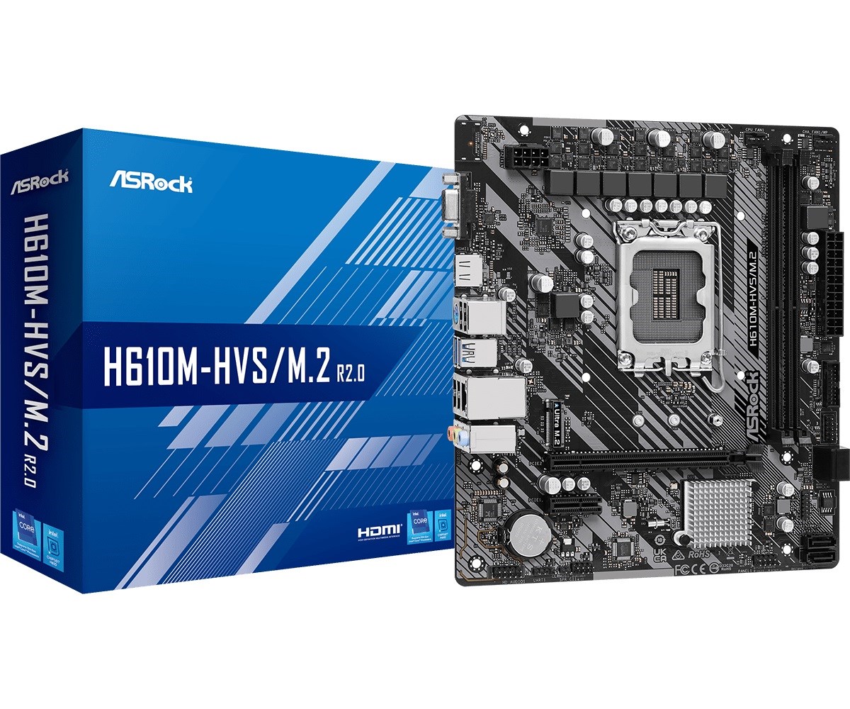 Asrock H610M-HVS/M.2 R2.0 Intel H610 LGA 1700 micro ATX Asrock H610M-HVS/M.2 R2.0 Intel H610 LGA 1700 micro ATX