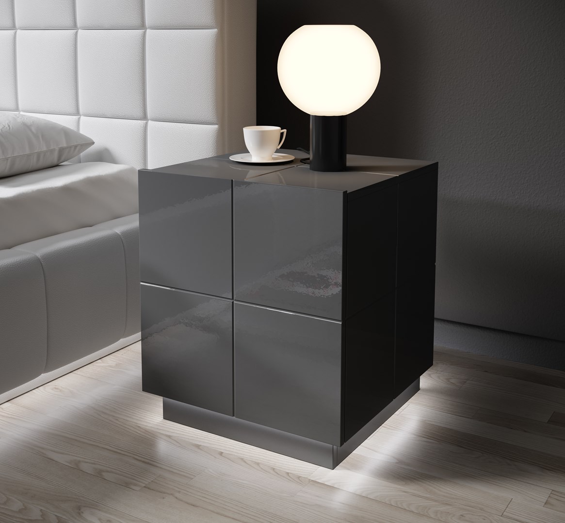 Cama bedside table REJA graphite grey gloss/graphite grey gloss Cama bedside table REJA graphite grey gloss/graphite grey gloss