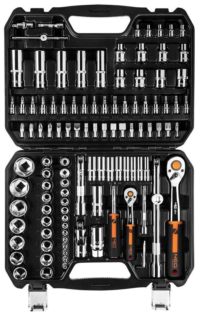 Socket wrenches 1/4", 1/2", set of 110 pcs, CrV Socket wrenches 1/4", 1/2", set of 110 pcs, CrV