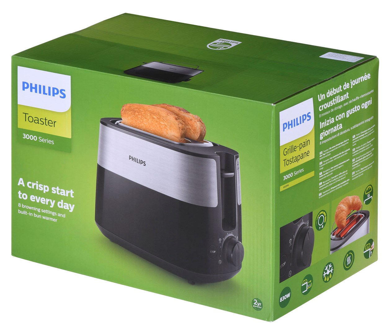 Philips Daily Collection HD2516/90 toaster 2 slice(s) 830 W Black Philips Daily Collection HD2516/90 toaster 2 slice(s) 830 W Black