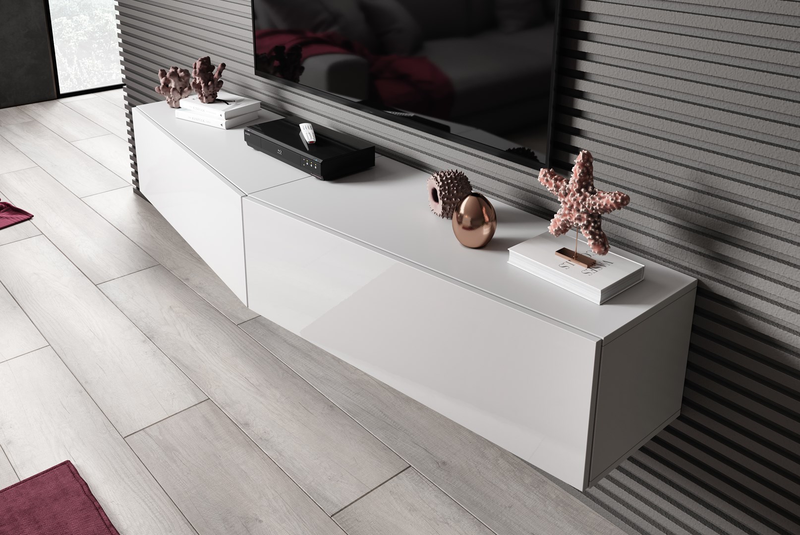 Cama Living room cabinet set VIGO SLANT 8 white/white gloss Cama Living room cabinet set VIGO SLANT 8 white/white gloss