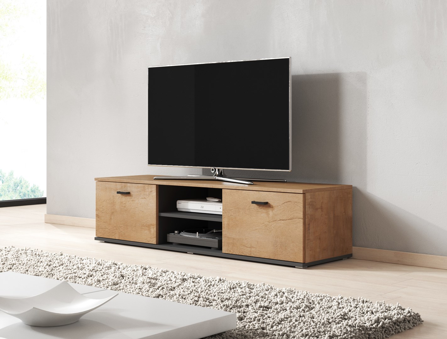 Cama TV stand SOHO 140 lefkas oak/black Cama TV stand SOHO 140 lefkas oak/black