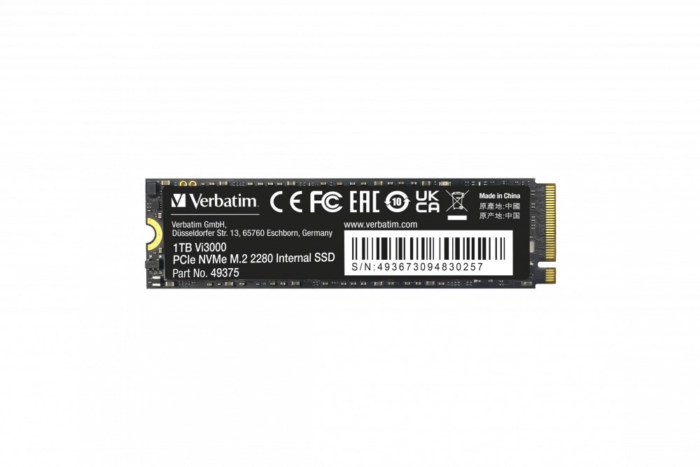 Verbatim Vi3000 PCIe NVMe M.2 SSD 1TB Verbatim Vi3000 PCIe NVMe M.2 SSD 1TB