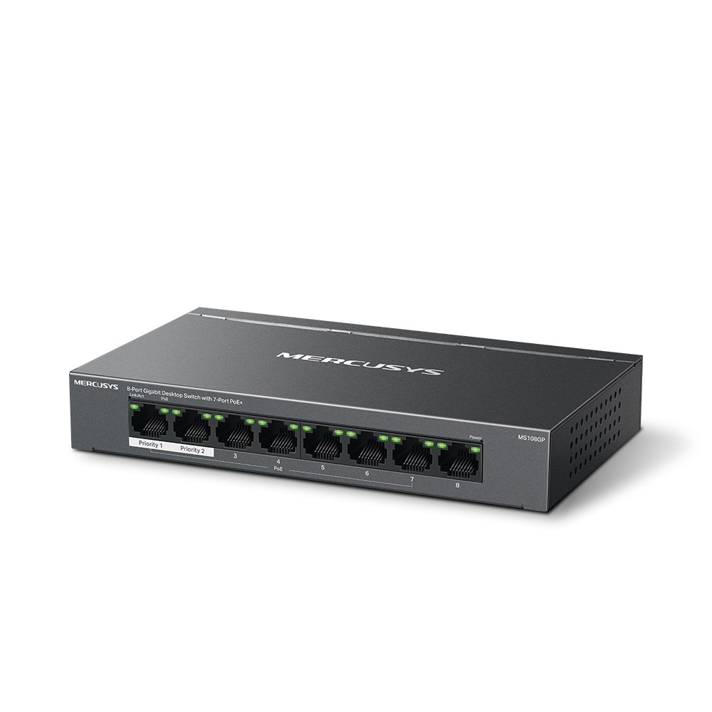 Mercusys 8-Port Gigabit Desktop Switch with 7-Port PoE+ Mercusys 8-Port Gigabit Desktop Switch with 7-Port PoE+