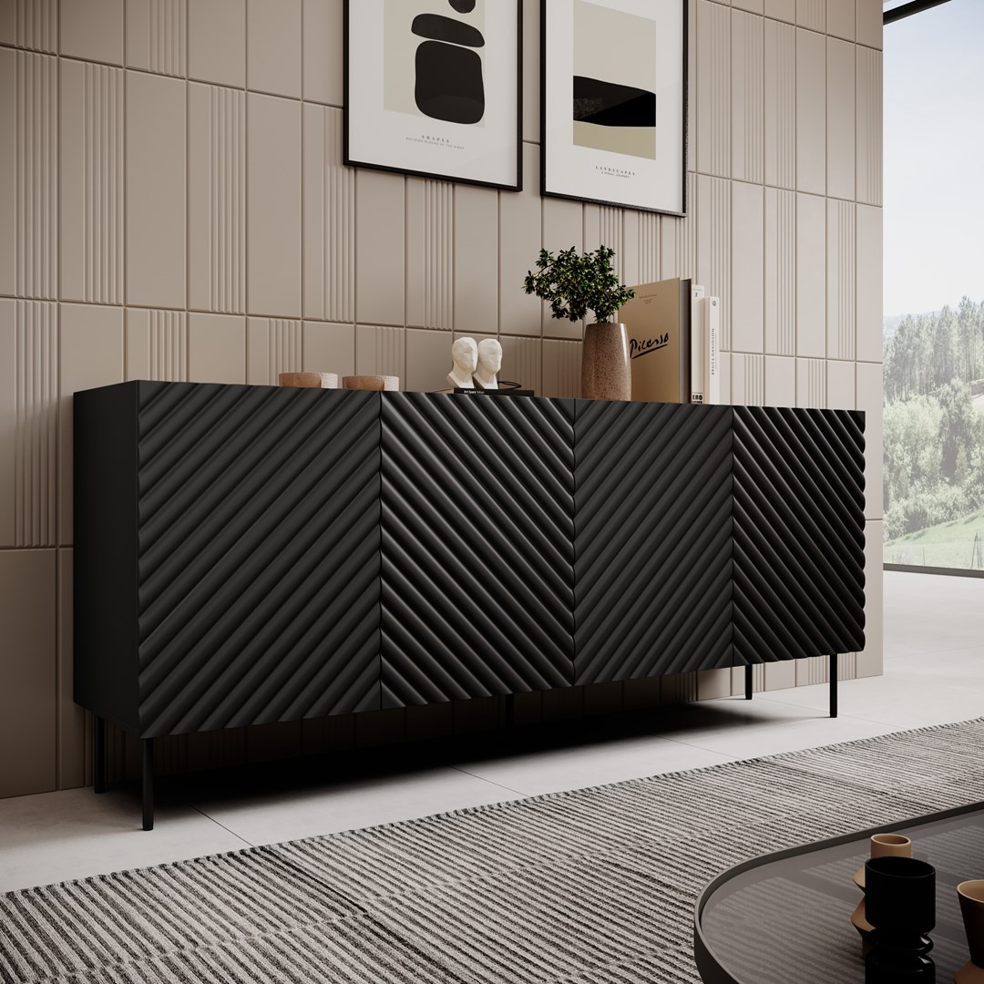 4D2SZ ONDA chest of drawers 200x45x85 black 4D2SZ ONDA chest of drawers 200x45x85 black