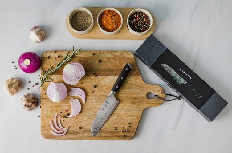 Kohersen Elegance Ebony Wood Santoku knife Damascus steel 12.7 cm Kohersen Elegance Ebony Wood Santoku knife Damascus steel 12.7 cm