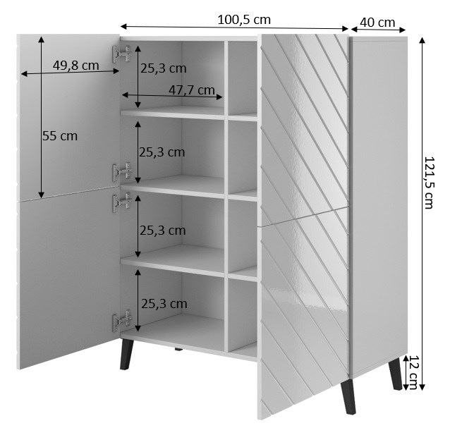 Shelving ABETO 100.5 x 40 x 121.5 cm white/gloss white Shelving ABETO 100.5 x 40 x 121.5 cm white/gloss white