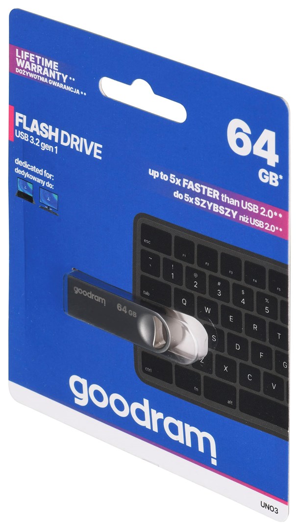Goodram USB UNO3-0640S0R11 USB flash drive 64 GB USB Type-A 3.2 Gen 1 (3.1 Gen 1) Silver Goodram USB UNO3-0640S0R11 USB flash drive 64 GB USB Type-A 3.2 Gen 1 (3.1 Gen 1) Silver