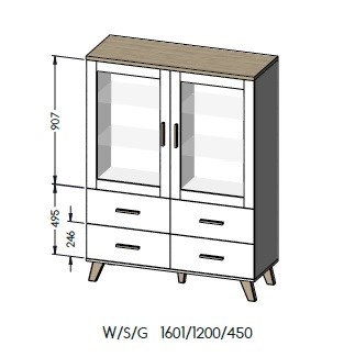 Cama display cabinet LOTTA 2D4D white + sonoma oak Cama display cabinet LOTTA 2D4D white + sonoma oak