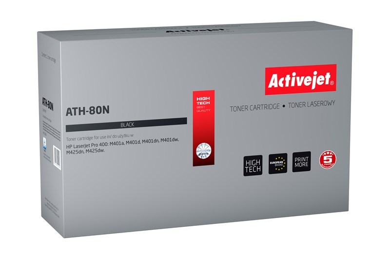 Activejet ATH-80N Toner (replacement for HP 80A CF280A; Supreme; 3500 pages; black) Activejet ATH-80N Toner (replacement for HP 80A CF280A; Supreme; 3500 pages; black)