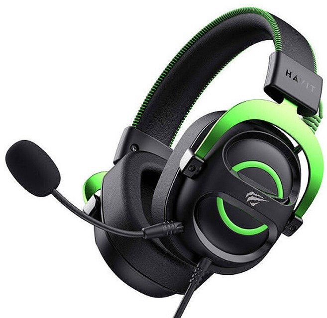 Havit H2002E - gaming headphones, black and green Havit H2002E - gaming headphones, black and green