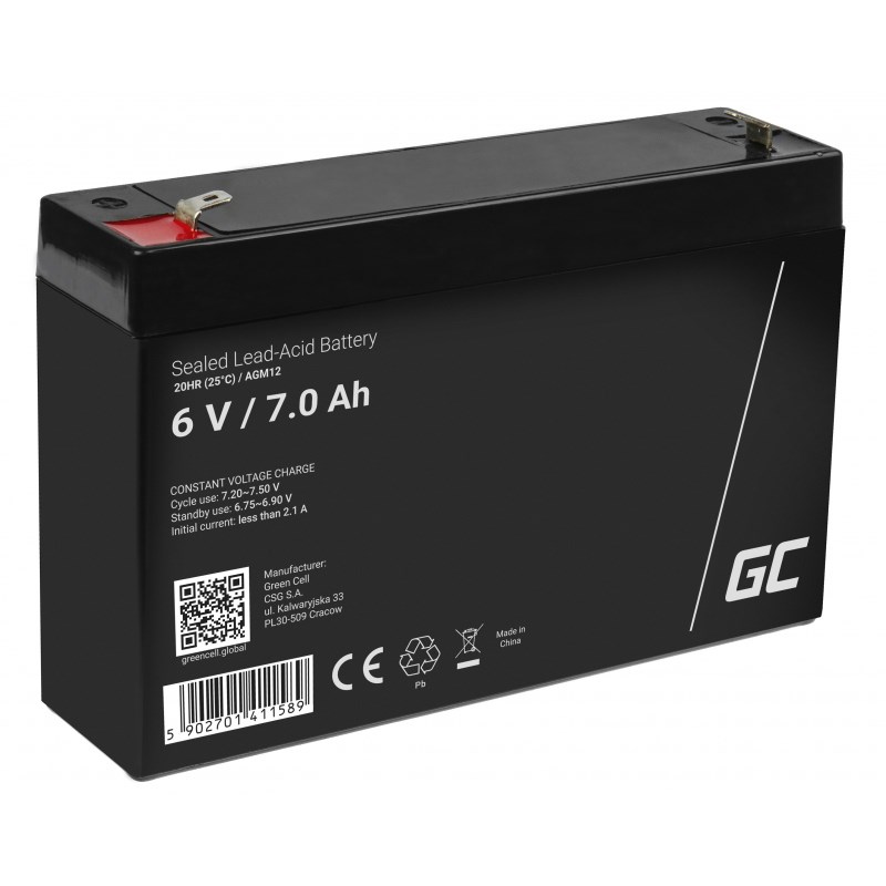 Green Cell AGM12 industrial rechargeable battery Sealed Lead Acid (VRLA) 7000 mAh 6 V Green Cell AGM12 industrial rechargeable battery Sealed Lead Acid (VRLA) 7000 mAh 6 V