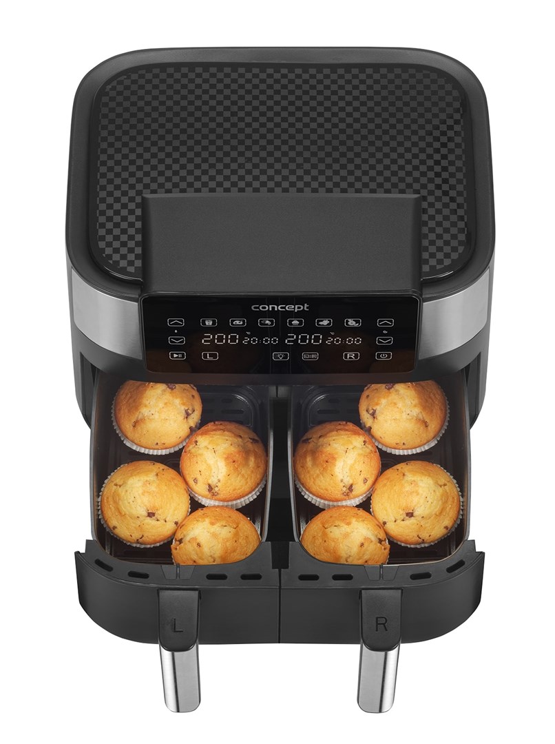 Air Fryer greaseless double fryer 8L FR8000 Black, Silver Air Fryer greaseless double fryer 8L FR8000 Black, Silver