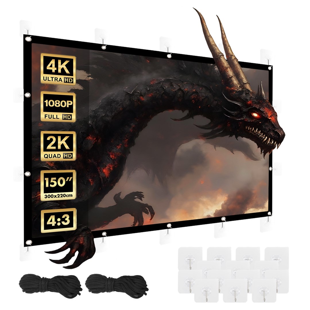 Maclean projection screen, 150", 300x220cm, 25mm 4:3 border, tension hooks, MC-168 Maclean projection screen, 150", 300x220cm, 25mm 4:3 border, tension hooks, MC-168