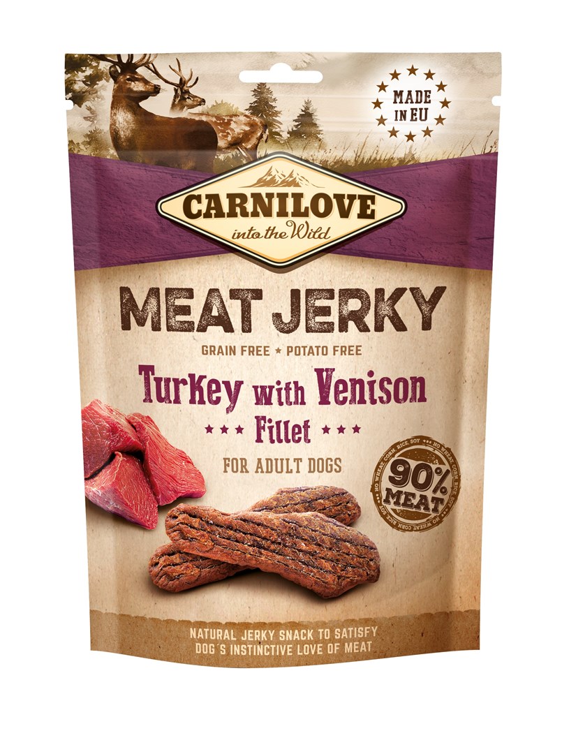 CARNILOVE Meat Jerky Turkey with Venison - dog snack - 100 g CARNILOVE Meat Jerky Turkey with Venison - dog snack - 100 g