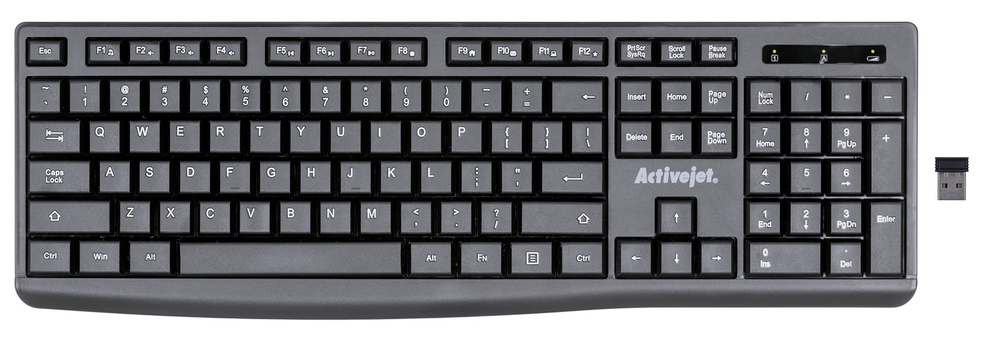Activejet K-3803SW Keyboard wireless battery powered by 1x 1.5V AAA black Activejet K-3803SW Keyboard wireless battery powered by 1x 1.5V AAA black