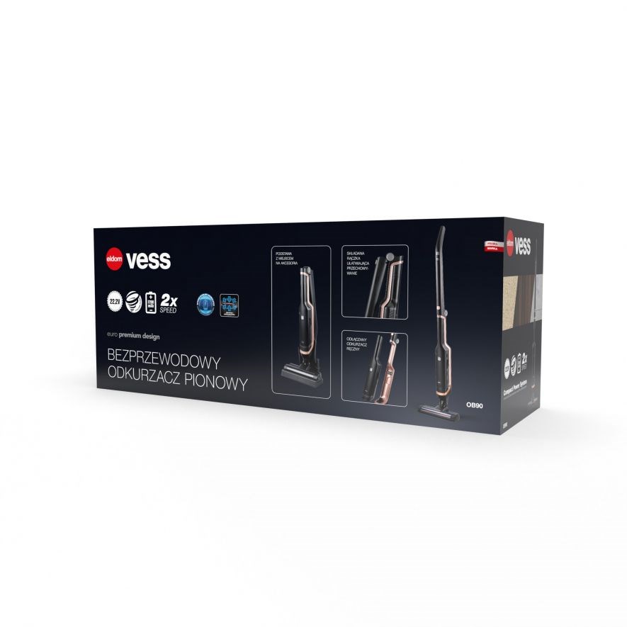 OB90 ELDOM, VESS upright vacuum cleaner, cordless, electric brush OB90 ELDOM, VESS upright vacuum cleaner, cordless, electric brush