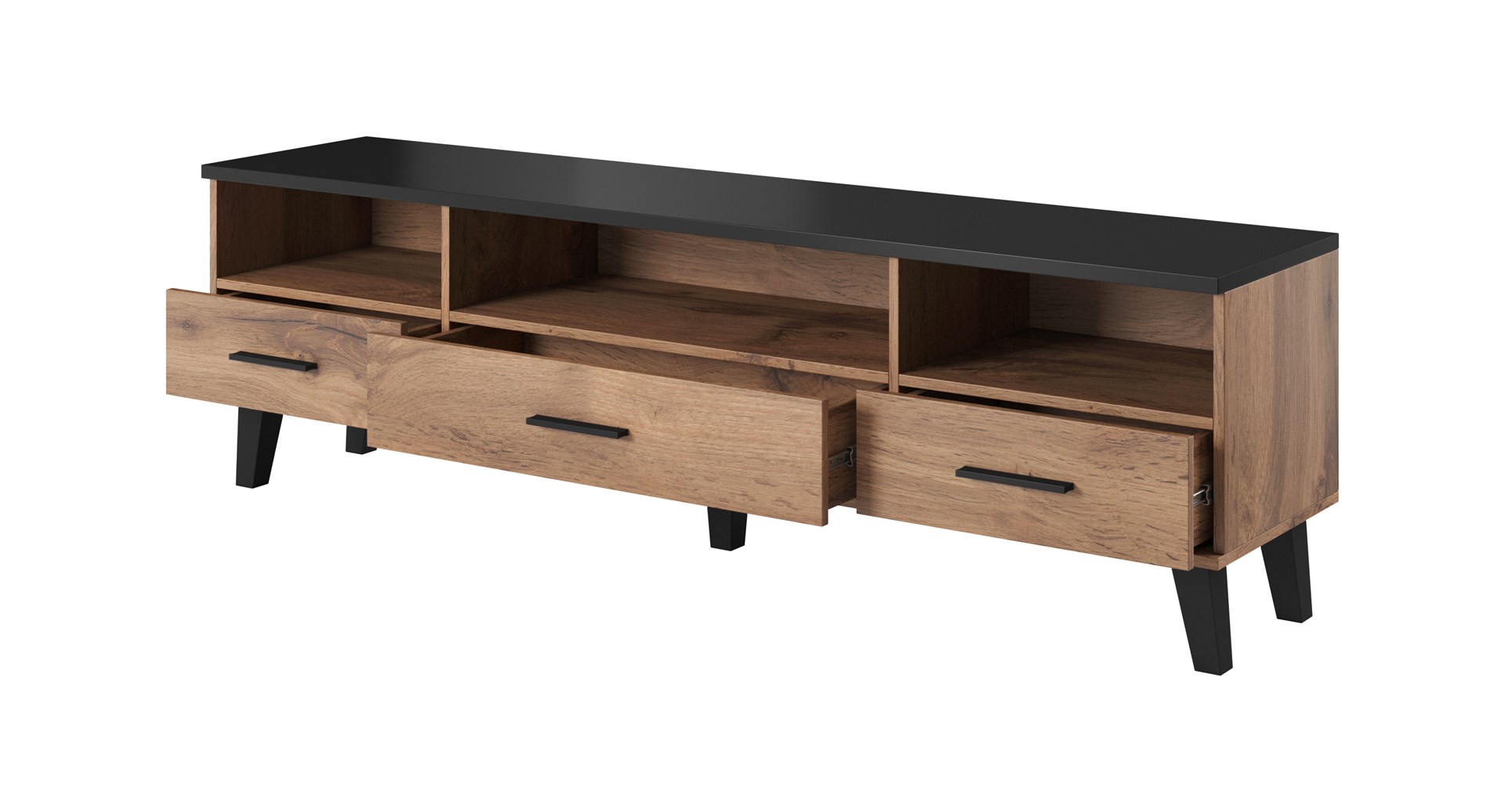 Cama RTV stand LOTTA 180cm wotan oak + mat black Cama RTV stand LOTTA 180cm wotan oak + mat black