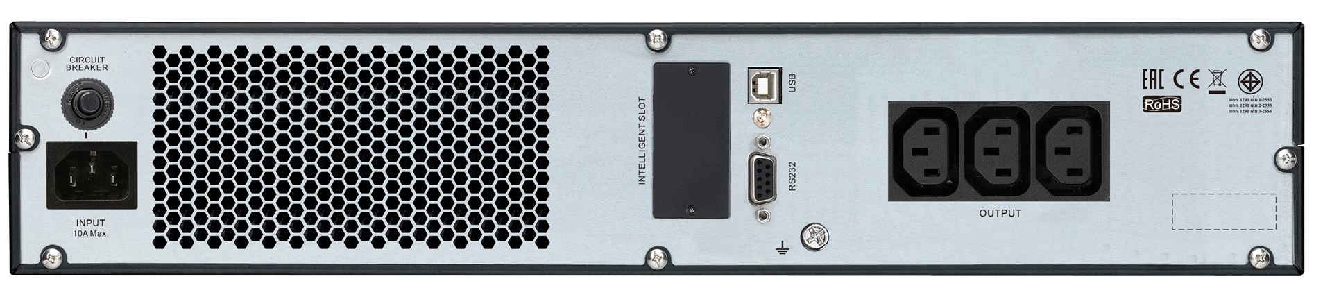 APC Easy UPS On-Line, 1000VA/800W, Rackmount 2U, 230V, 3x IEC C13 outlets, Intelligent Card Slot, LCD, W/O rail kit APC Easy UPS On-Line, 1000VA/800W, Rackmount 2U, 230V, 3x IEC C13 outlets, Intelligent Card Slot, LCD, W/O rail kit