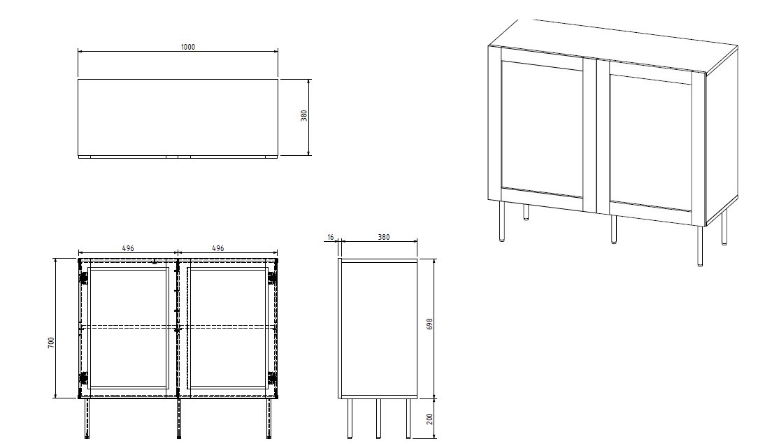 JUTA 2D chest of drawers 100x39.5x90 black + linol calabria JUTA 2D chest of drawers 100x39.5x90 black + linol calabria