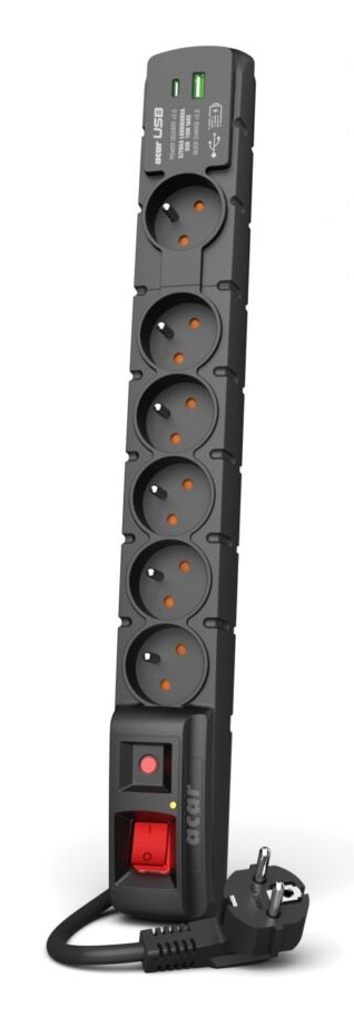 ACAR W2436 surge protector Black 6 AC outlet(s) 230 V 1.5 m ACAR W2436 surge protector Black 6 AC outlet(s) 230 V 1.5 m