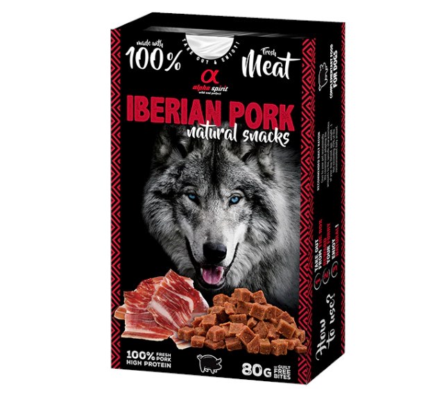 ALPHA SPIRIT Iberian pork natural snacks - treat for dogs - 80g ALPHA SPIRIT Iberian pork natural snacks - treat for dogs - 80g