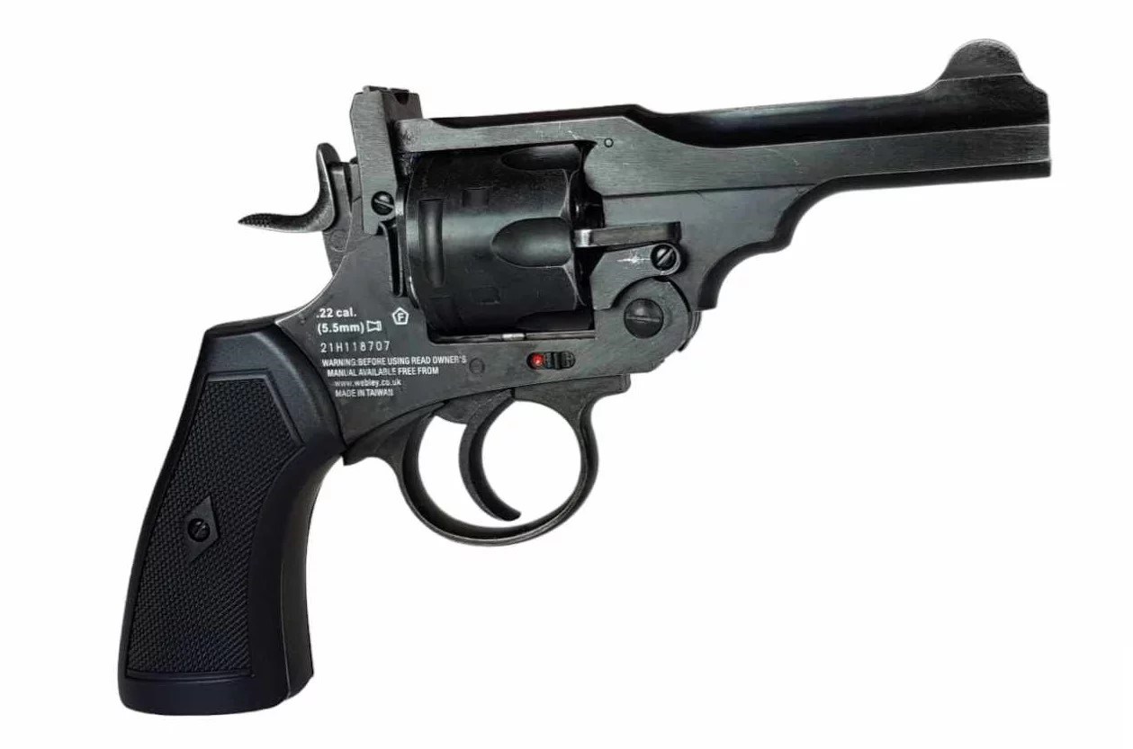 WEBLEY MKVI .455 Police cal.5.5 mm Diabolo cartridge revolver 6-shot. 4’ barrel CO2 Battlefield Ekp to17J WEBLEY MKVI .455 Police cal.5.5 mm Diabolo cartridge revolver 6-shot. 4’ barrel CO2 Battlefield Ekp to17J