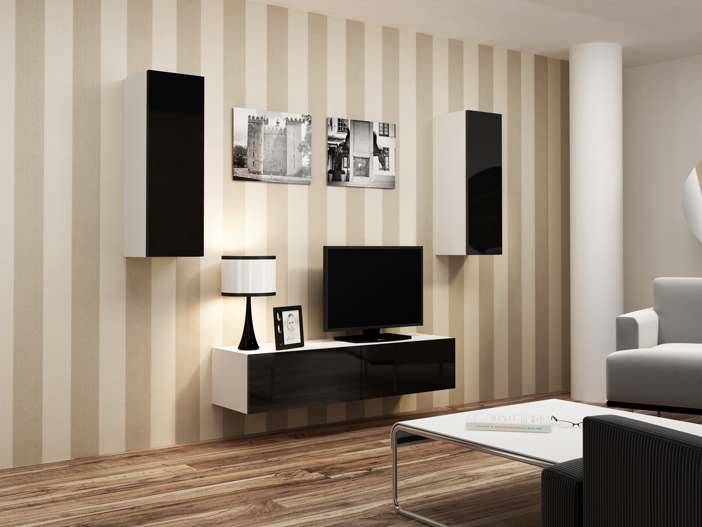 Cama Cabinet VIGO "90" full 90/35/32 white/black gloss Cama Cabinet VIGO "90" full 90/35/32 white/black gloss