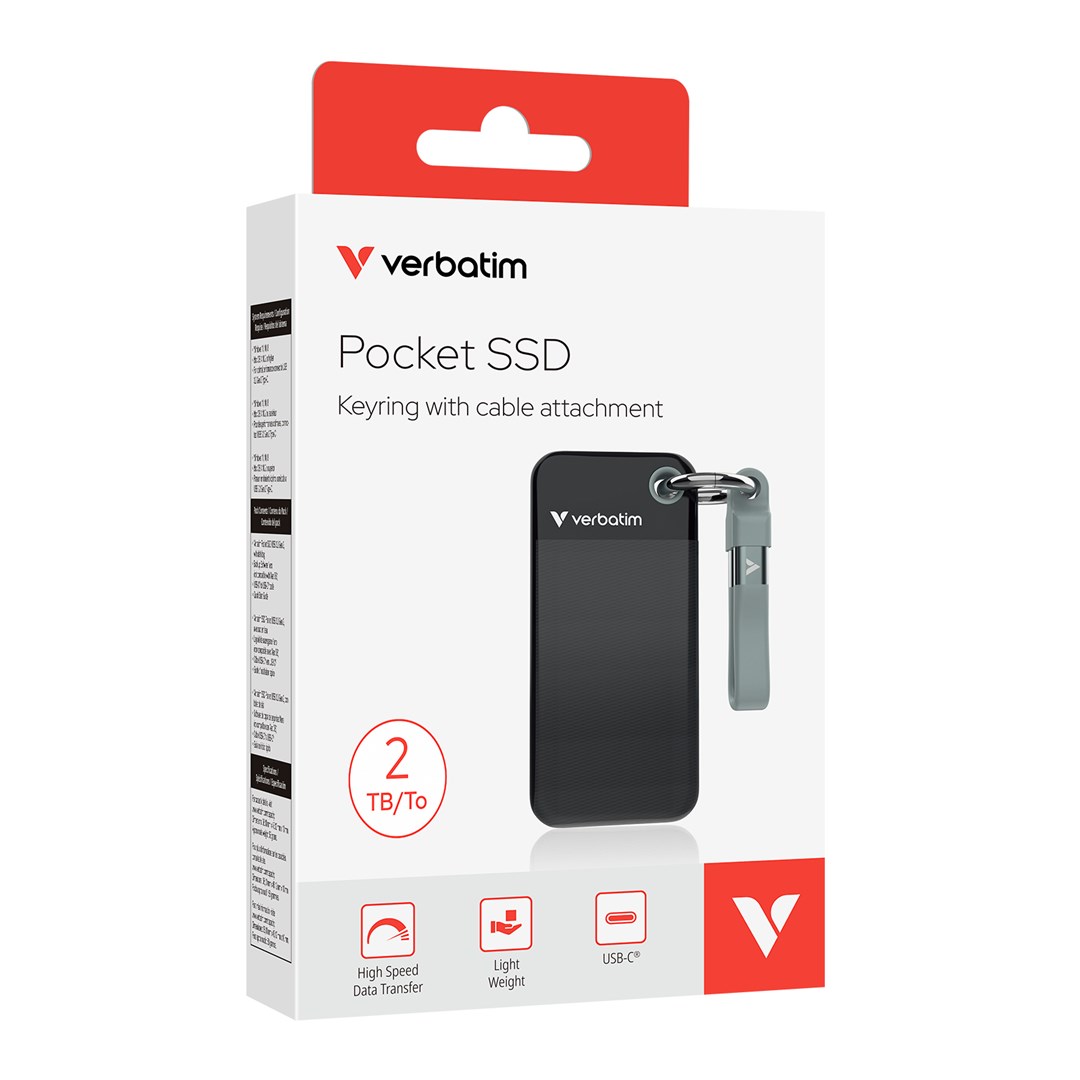 Verbatim Pocket SSD USB 3.2 Gen 2 2TB Black/Grey Verbatim Pocket SSD USB 3.2 Gen 2 2TB Black/Grey