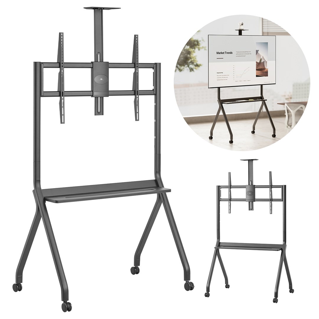 Maclean TV stand / cart, camera shelf, on casters, 55-100", max load 120kg/10kg shelf, max. VESA 900x600, black, MC-114 B Maclean TV stand / cart, camera shelf, on casters, 55-100", max load 120kg/10kg shelf, max. VESA 900x600, black, MC-114 B