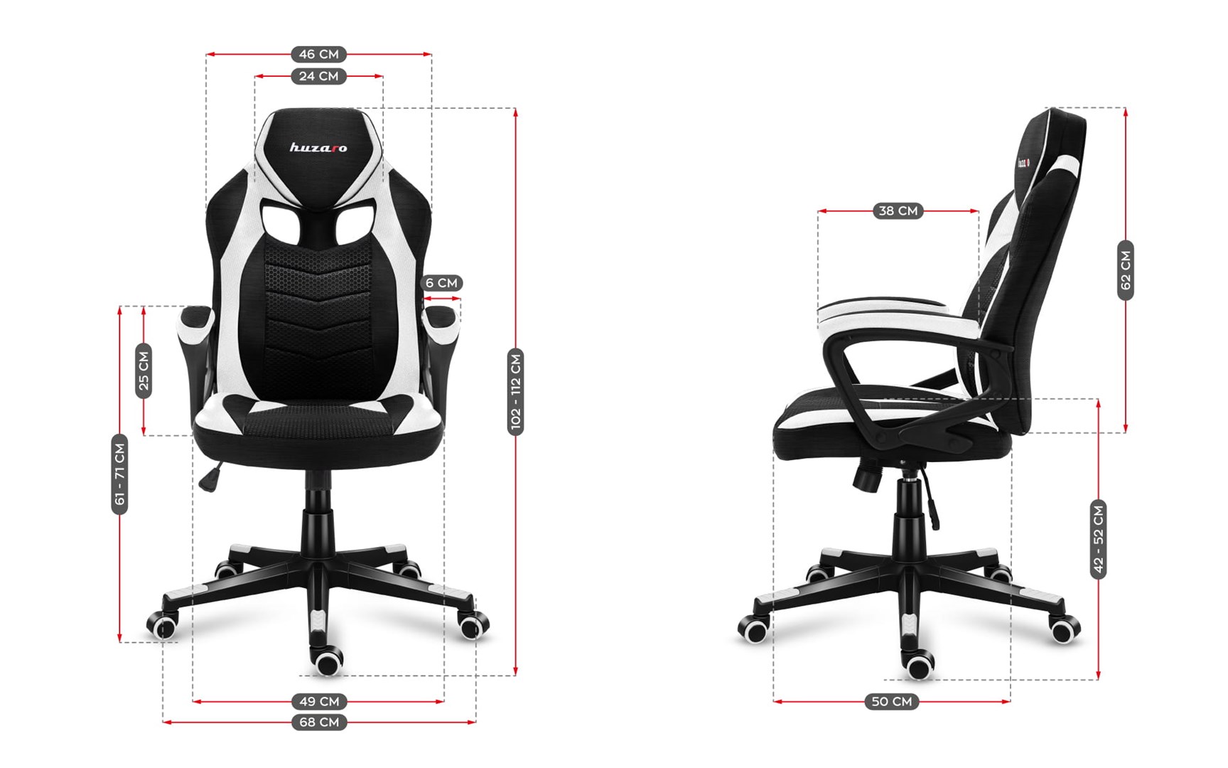 HUZARO FORCE 2.5 WHITE MESH GAMING CHAIR HUZARO FORCE 2.5 WHITE MESH GAMING CHAIR