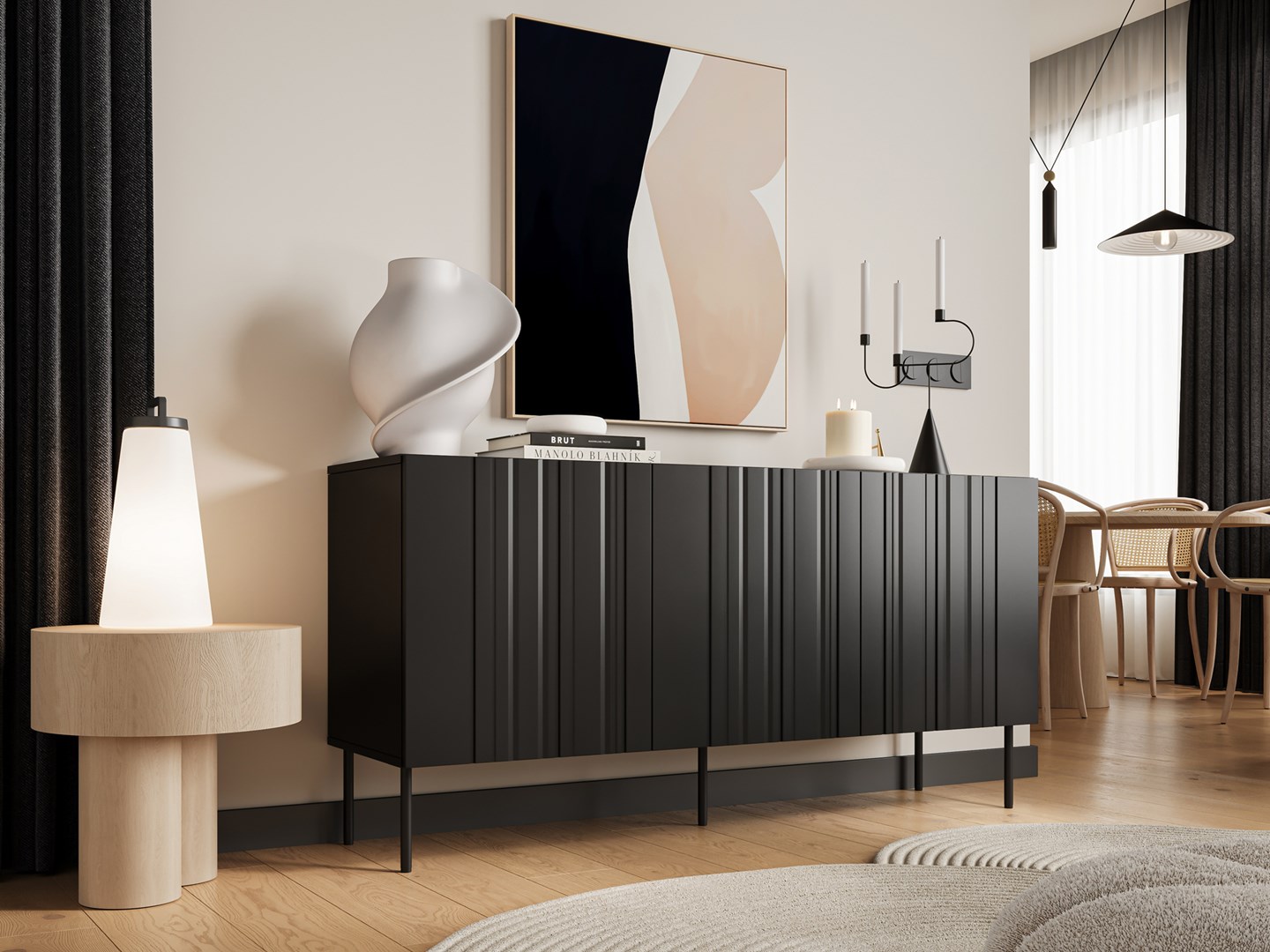 Cama Chest of drawers ISLA 150.5x40x75 matte black Cama Chest of drawers ISLA 150.5x40x75 matte black