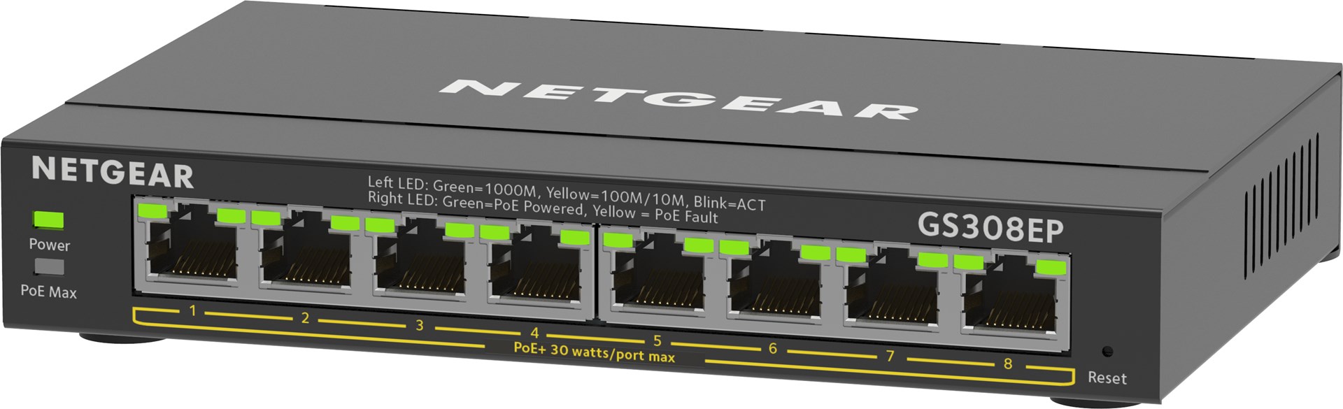 NETGEAR 8-Port Gigabit Ethernet PoE+ Plus Switch (GS308EP) Managed L2/L3 Gigabit Ethernet (10/100/1000) Power over Ethernet (PoE) Black NETGEAR 8-Port Gigabit Ethernet PoE+ Plus Switch (GS308EP) Managed L2/L3 Gigabit Ethernet (10/100/1000) Power over Ethernet (PoE) Black