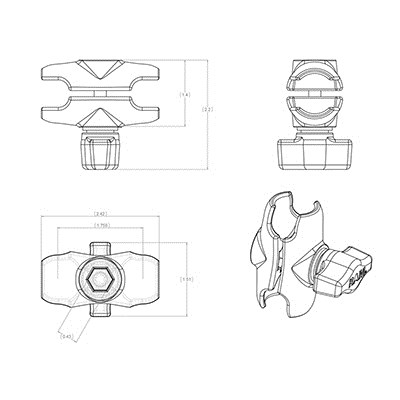 RAM Mounts Double Socket Arm RAM Mounts Double Socket Arm