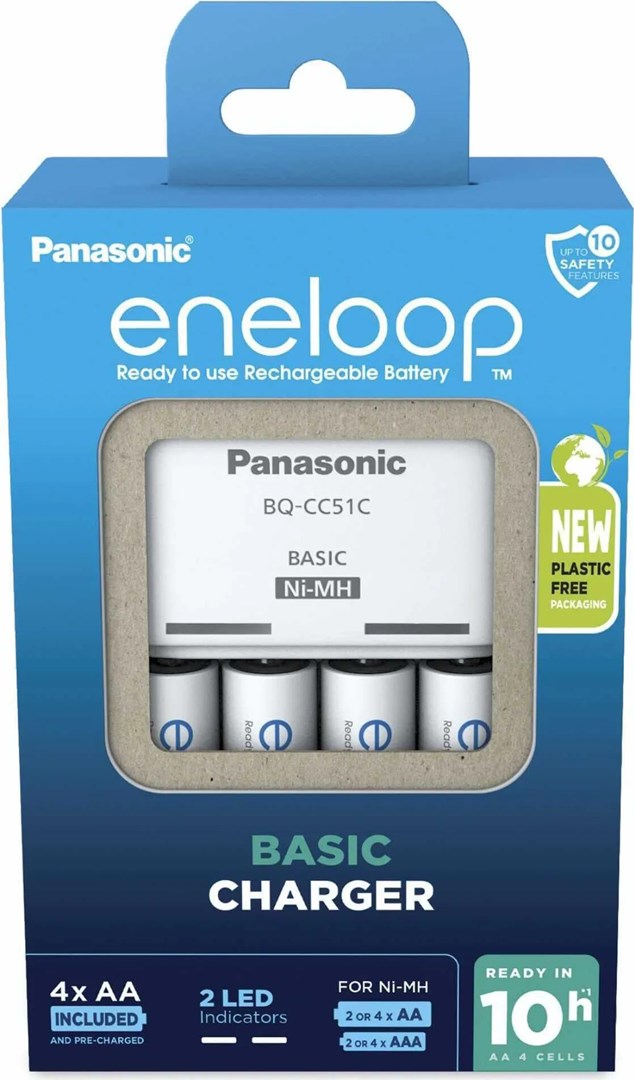 Battery charger PANASONIC Eneloop Basic BQ-CC51 + 4x AA 2000 mAh (K-KJ51MCD40E) Battery charger PANASONIC Eneloop Basic BQ-CC51 + 4x AA 2000 mAh (K-KJ51MCD40E)