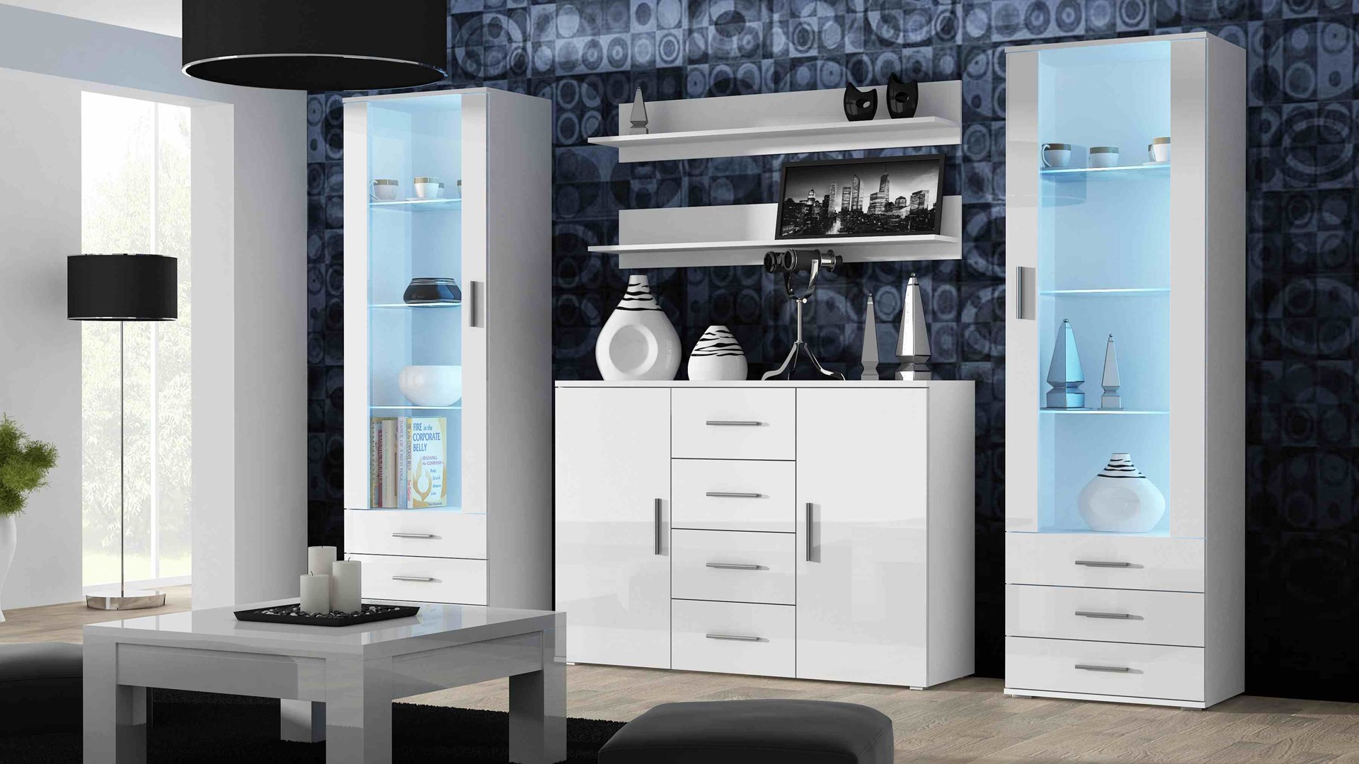 Cama set of two shelves 125cm SOHO white matte Cama set of two shelves 125cm SOHO white matte