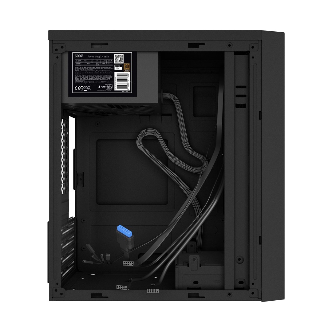 Gembird CCC-FC-K170-600W Office computer case Fornax K170, mATX, black + 600W 80PLUS bronze PSU Gembird CCC-FC-K170-600W Office computer case Fornax K170, mATX, black + 600W 80PLUS bronze PSU