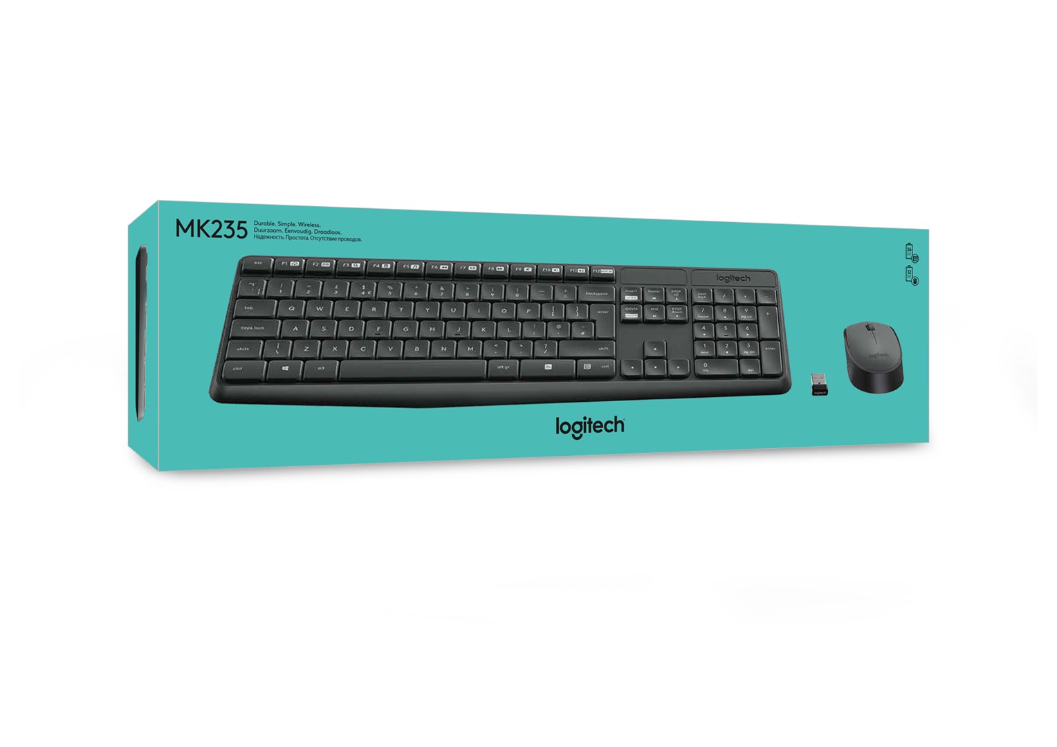 Logitech MK235 keyboard Mouse included USB QWERTY US International Grey Logitech MK235 keyboard Mouse included USB QWERTY US International Grey