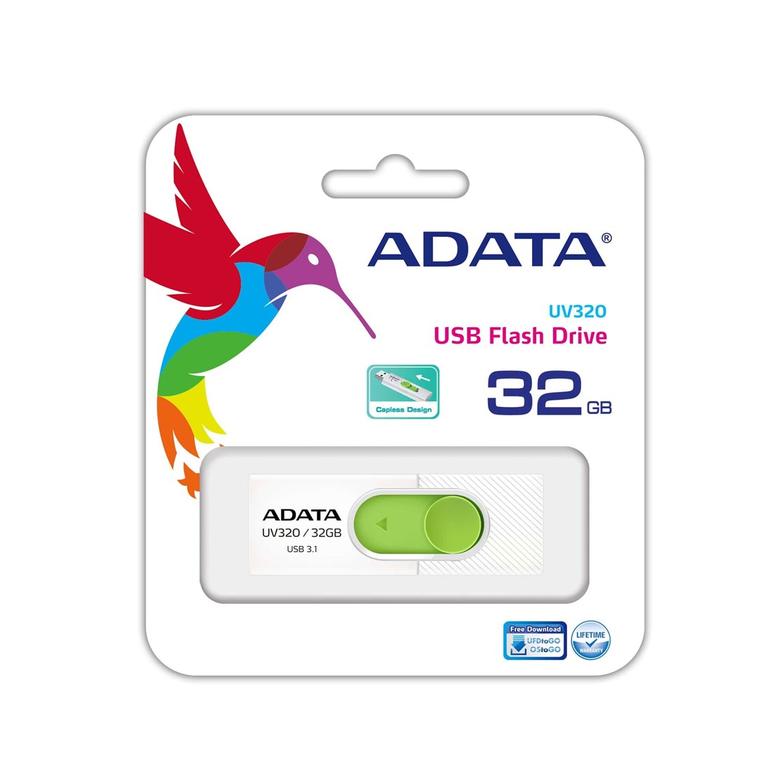 ADATA UV320 USB flash drive 32 GB USB Type-A 3.2 Gen 1 (3.1 Gen 1) Green, White ADATA UV320 USB flash drive 32 GB USB Type-A 3.2 Gen 1 (3.1 Gen 1) Green, White