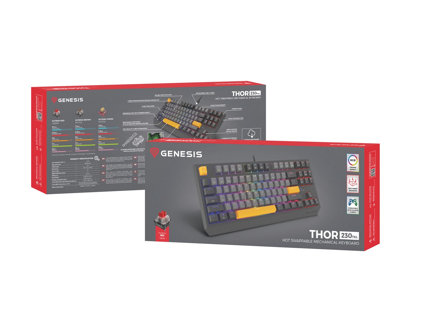 GENESIS Thor 230 TKL keyboard Gaming USB QWERTY Black, Grey, Orange GENESIS Thor 230 TKL keyboard Gaming USB QWERTY Black, Grey, Orange
