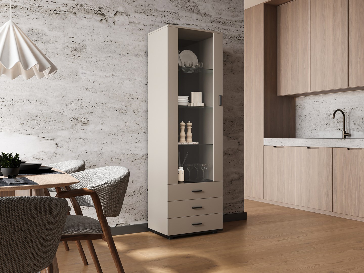 Cama S1 SOHO display cabinet 60x41x192 cashmere + black Cama S1 SOHO display cabinet 60x41x192 cashmere + black