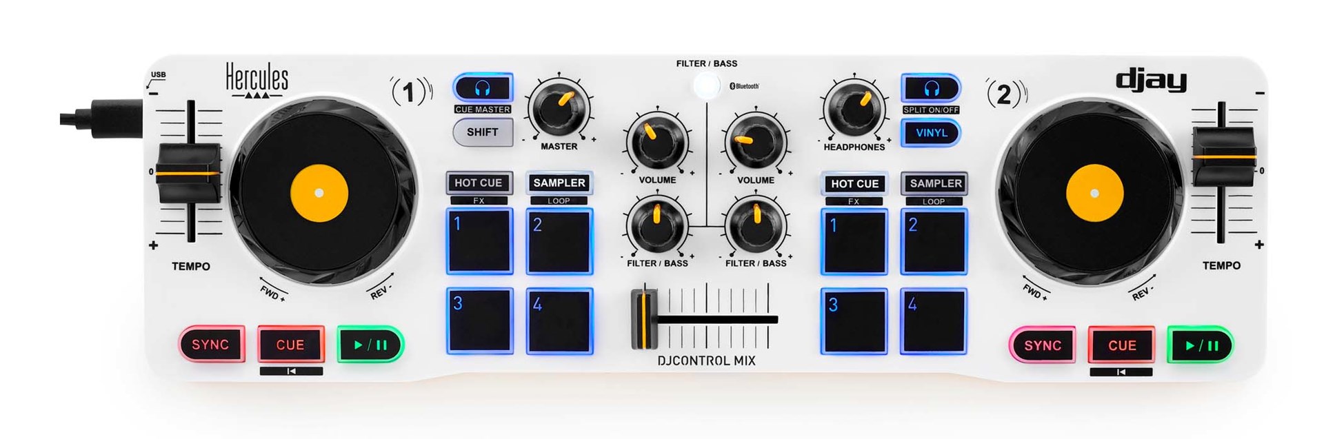 Hercules 4780921 DJ controller 2 channels Black, White, Yellow Hercules 4780921 DJ controller 2 channels Black, White, Yellow