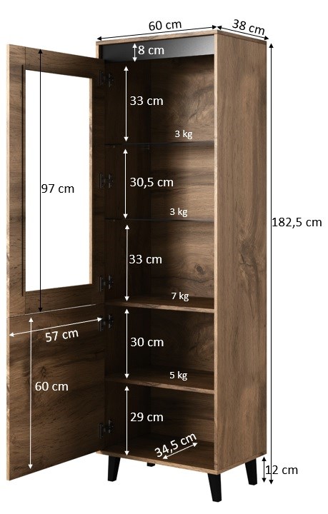 Cabinet NORD 60x38x182.5 cm oak wotan/anthracite Cabinet NORD 60x38x182.5 cm oak wotan/anthracite
