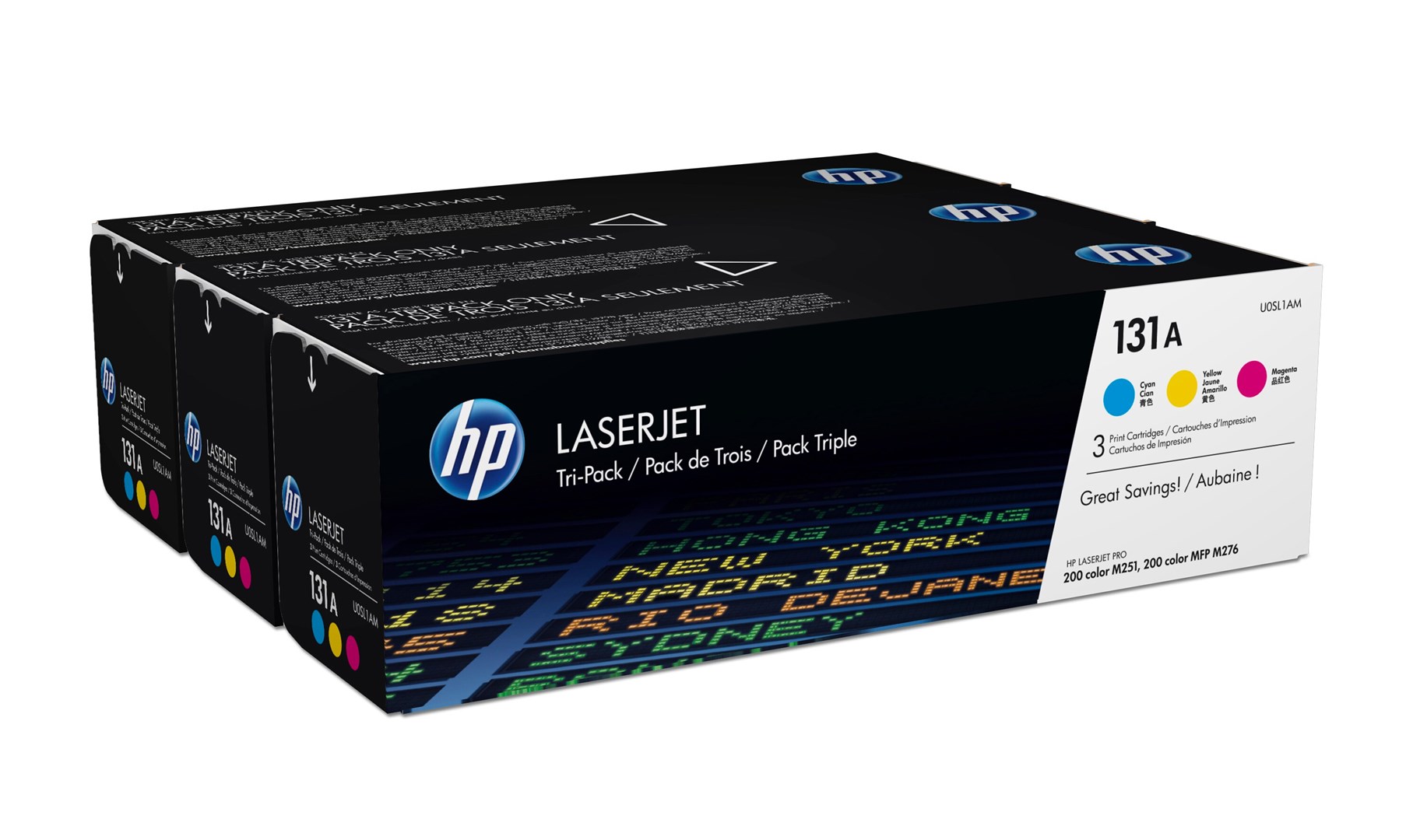 HP 131A 3-pack Cyan/Magenta/Yellow Original LaserJet Toner Cartridges HP 131A 3-pack Cyan/Magenta/Yellow Original LaserJet Toner Cartridges